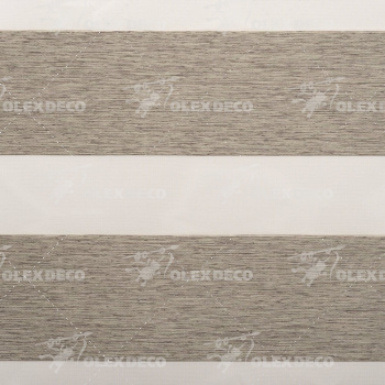 Рулонная штора «UNI 2 День-Ночь» фурнитура Белая. Ткань коллекции «Саванна» Оливковый