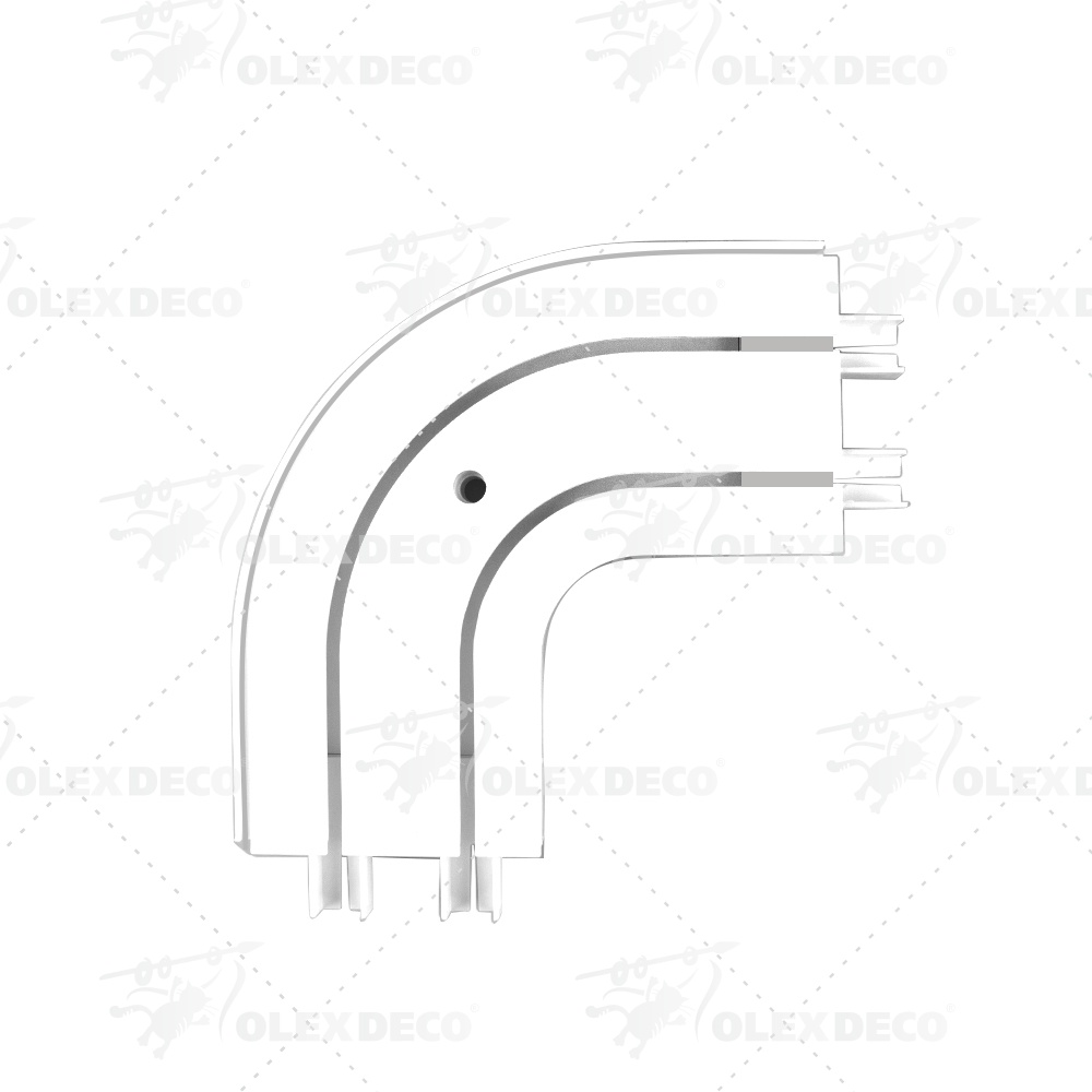 Поворот наружный для шины потолочной двухрядной «OLEXDECO» (Пластик)