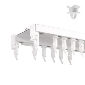 Двухрядный потолочный алюминиевый карниз «Прага» Белый (490-2 бегунок)