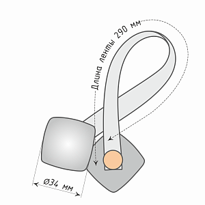 изображение магнит квадратный двусторонний размер 3,4 см для легкого веса штор с лентой 29 см на olexdeco.ru