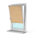 Рулонная штора «Мини» фурнитура Белая. Ткань коллекции «Шелк» Песок