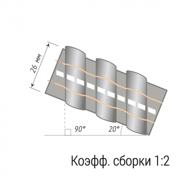 изображение лента шторная «диагональная складка, левая» 26 мм 11556/26 на olexdeco.ru