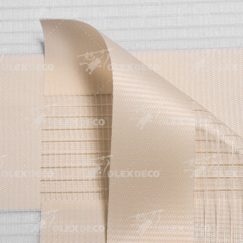 Рулонная штора «Мини День-Ночь» фурнитура Белая. Ткань коллекции «Соло» Шампань