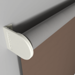 Рулонная штора «Moncada» ø38 фурнитура Белая. Ткань коллекции «Плэин» Silver  Blackout Какао