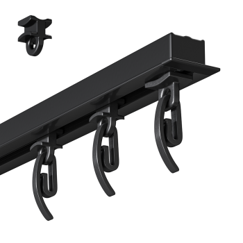 Алюминиевый потолочный карниз «Гипс соло» Черный (100 см бегунок)