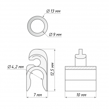 изображение крючок y диаметром 4 мм с кольцом 9-13 мм упак. 1000 шт на olexdeco.ru