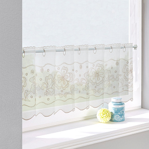 Штора-кафе «Flowers» беж высота 30см