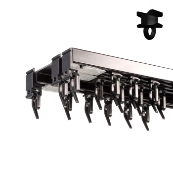 Трехрядный потолочный алюминиевый карниз «Прага» Черный (600-3 бегунок)