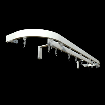 изображение стеновой профильный карниз для штор «универсал» с поворотами к стене двухрядный белый на olexdeco.ru