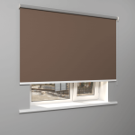 Рулонная штора «Moncada» ø38 фурнитура Белая. Ткань коллекции «Плэин» Silver  Blackout Какао