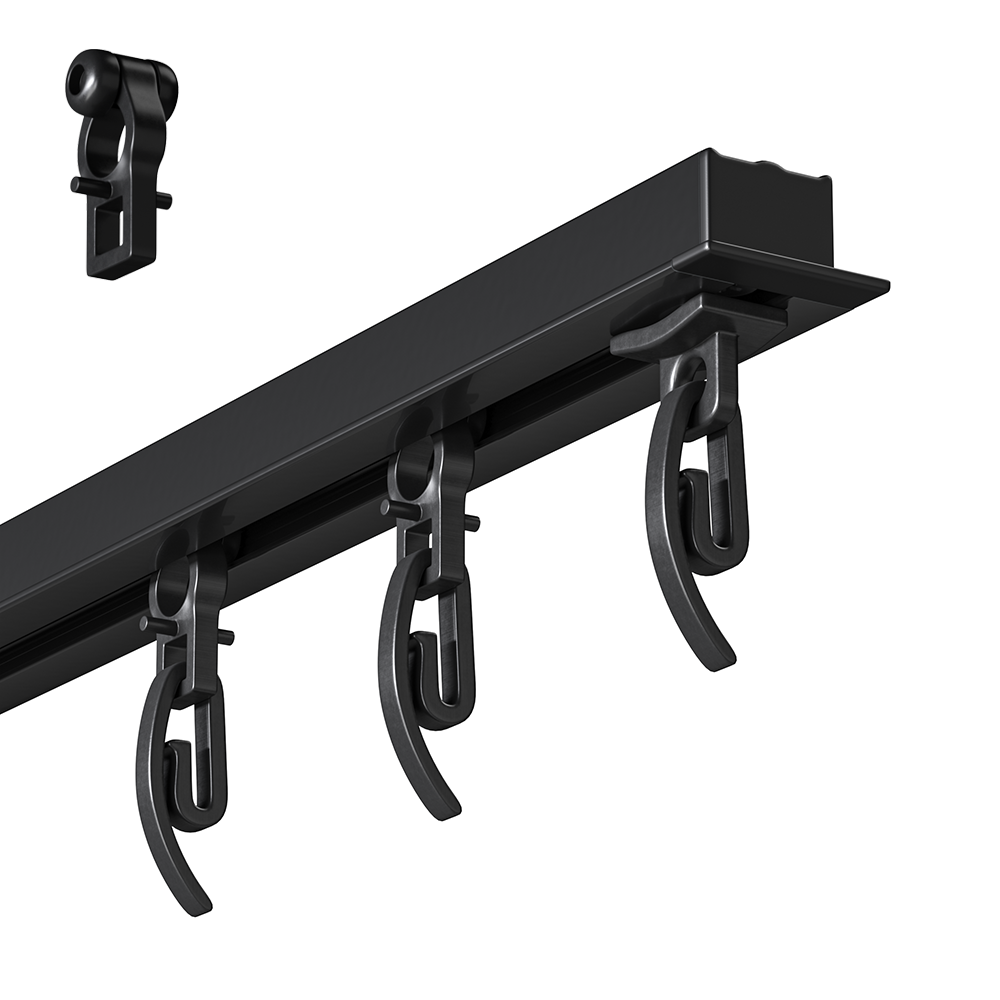 Алюминиевый потолочный карниз «Гипс соло» Черный (210 см ролик)